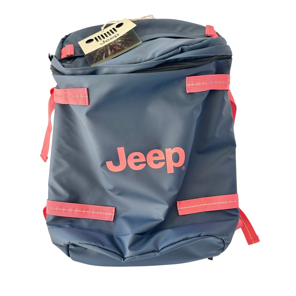 Jeep Cylindrical Backpack Navy Coral Travel‎ Hiking Camping Carry On Daypack